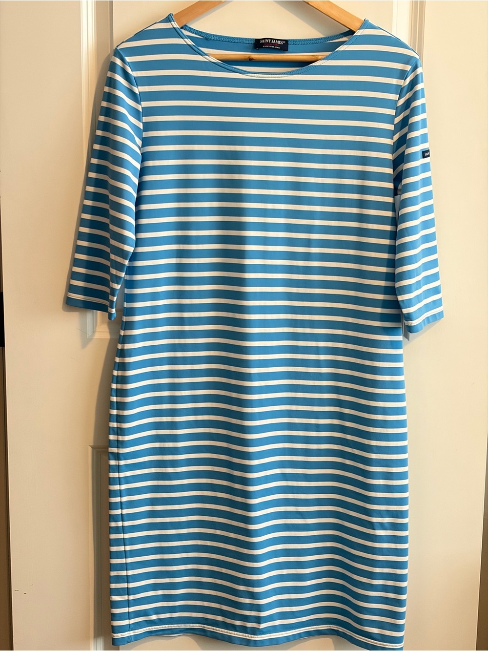 Saint James Blue & White Striped Midi Dress